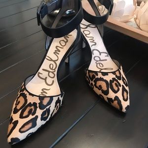 Sam Edelman Ankle Strap Leopard Pumps